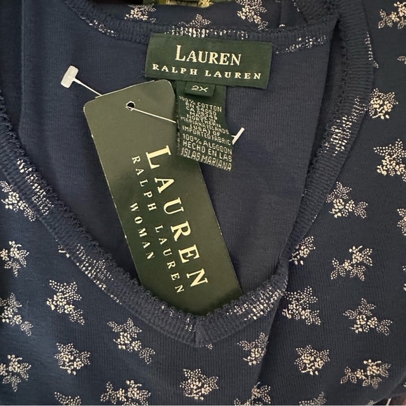 Lauren Ralph Lauren NWT Navy Blue Lace Floral Tank Top Set (2) Size 2X Y2K - Picture 14 of 14
